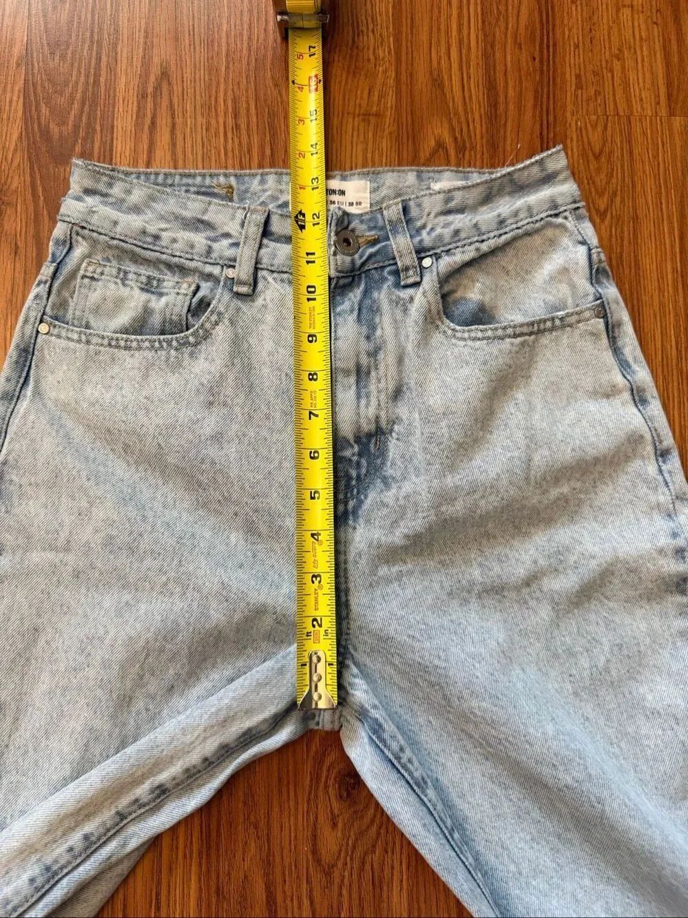 Cotton On Women's Acid Wash High Rise Long Wide Leg Jeans Light Blue Size 4 - Picture 6 of 7